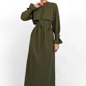 FARES Trench Coat Dress - Khaki Green
